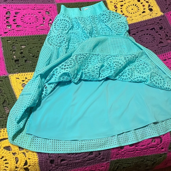 ALICE + OLIVIA Melony Sky Blue Eyelet Trim Lined Midi Skirt $560 EUC 0 - Picture 9 of 16